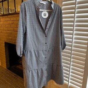 CCTOO NWT Gingham Long Sleeve Button Down Dress